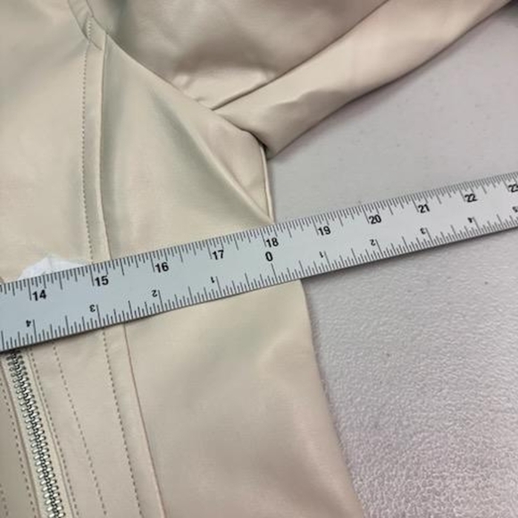 Steve Madden Vinka Faux Leather Motorcycle Jacket Bone Size M - Picture 7 of 9